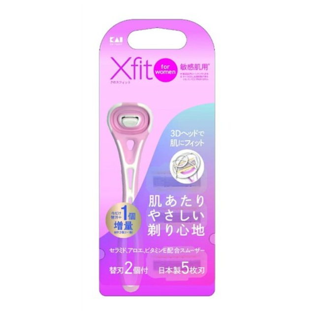 KAI 카이지루시 Xfit 크로스핏 for women 민감성피부용 면도기 교체날 2개 포함 XF5-2BL2